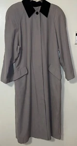Anne Klein Damen langer Trenchcoat Wildlederoptik schwarz Samtkragen Größe 10 - Bild 1 von 10