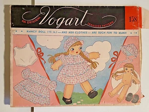 Vintage VOGART Patrón 158 MUÑECA NANCY y SU ROPA Vestido Gorro Bragas SIN CORTAR - Imagen 1 de 14