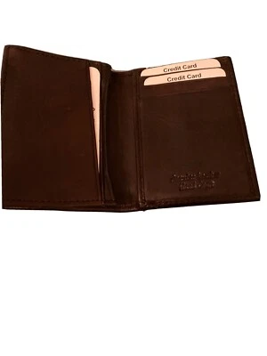 Men's Slim Front Pocket Wallet Genuine Leather Bifold ID/Credit Card Holder blk - Image 1 of 4