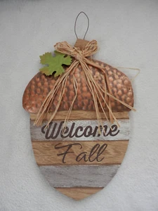 Welcome Fall Acorn sign by Ashland - 12" X 8.25" Wood Tin - Picture 1 of 6