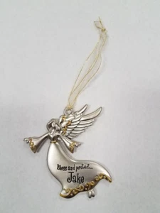 Spoontiques Pewter Angel Ornament - Imprinted  "Bless and Protect Jake"  - Picture 1 of 1