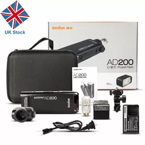 Godox AD200 200w 2.4G HSS TTL 1/8000s Pocket Flash li-ion battery Speedlite UK - Picture 1 of 12