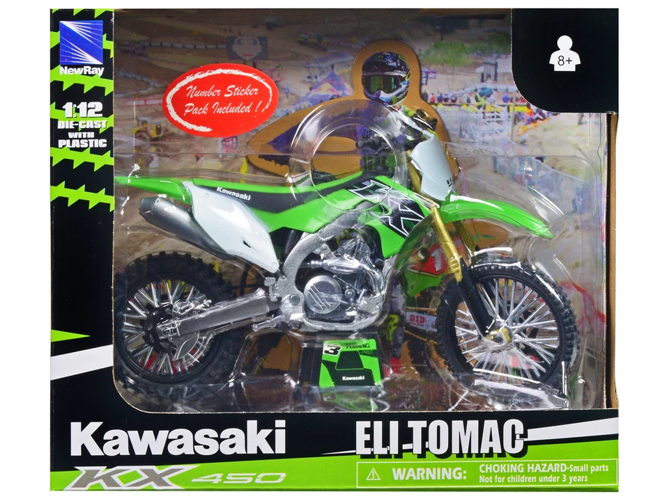 Kawasaki KX 450 #1 Eli Tomac Green 1/12 Diecast Motorcycle Model by New Ray - Image 1 of 1