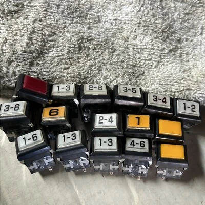 Vintage Lot Of 16 Five Prong Light Up Buttons ARCADE Game Parts b58a - Image 1 of 3
