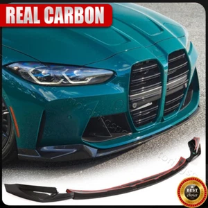 Kit divisor de labios delantero de fibra de carbono REAL para 21-23 BMW G80 M3 G82 G83 M4 - Imagen 1 de 14
