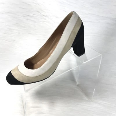 Talbots Women's Pumps White/Beige/Black colorblock Suede Size 8.5 B - Image 1 of 4