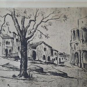 VUE D'ARLES EAU FORTE SIGNEE 64//150 PROVENCE ARENES - Picture 1 of 5