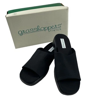 NWB Keds Grasshoppers Sandals Womens 9M Black Bayou Twill Fabric Slip-On - Image 1 of 4