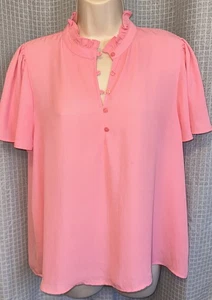 ANN TAYLOR MUJER ROSA, SHT SLV, 1/4 BOTÓN DELANTERO, TOP JUNIOR PETITE. En muy buen estado, CA - Imagen 1 de 3