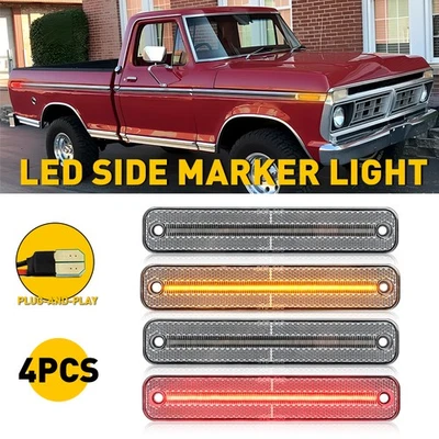Luces LED laterales de lente transparente para Ford Bronco 1978-1979 rojo ámbar impermeables Foto 1 de 4