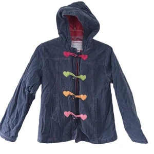 Gymboree Corduroy Coat Jacket Large 10-12 Gray Heart Toggle Buttons Hooded - Picture 1 of 4