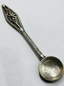 Antique silver filigree spoon made from a 1895 coin - Picture 1 of 7