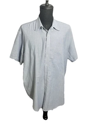 Camisa de vestir COMFORT ZONE para hombre talla 19 34/35 azul a rayas manga corta botones Foto 1 de 4