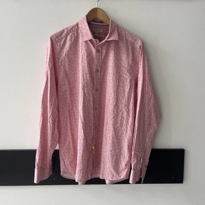 Ted Baker London Red, Pink Long Sleeve Button Up Men’s Shirt. Size 5. Large - Image 1 of 4