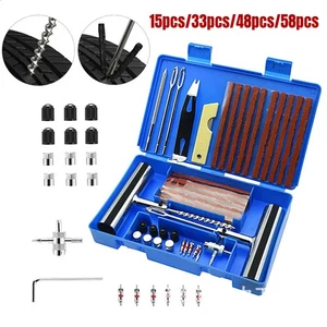 Auto Tire Repair Set Puncture Repair Tools Car Van Motorcycle Bike Emergency - Picture 1 of 16