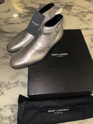 Saint Laurent Cropped Jodhpur – Nappa Silk Argento – Taglia 43 - Immagine 1 di 4