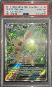 2018 POKEMON SUN & MOON ULTRA PRISM #139 FULL ART/LEAFEON GX PSA 10 - Picture 1 of 3