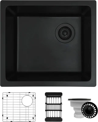 Bar Sink, 19 Inch Matte Black Sink,19" x 17" x 9“ Undermount Large, - Image 1 of 4