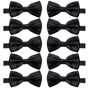 10 Pcs Elegant black Pre-tied Bow ties Formal Tuxedo Bowtie Set with Adjustab... - Picture 1 of 5