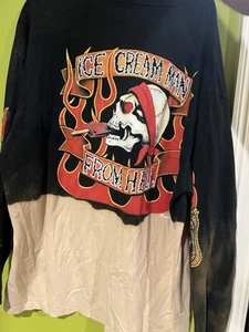 “Ice Cream Man From Hell” Vintage Collectible Biker LS Henley T-Shirt USA L Rare - Picture 1 of 6