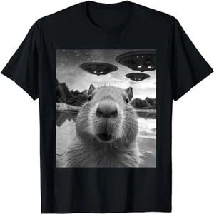 Lustiges Grafik Tee Capybara Selfie mit seltsamen T-Shirt - Bild 1 von 4