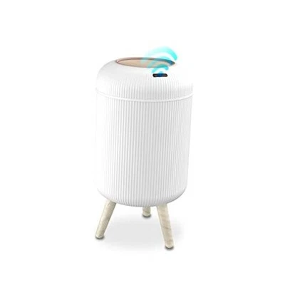 Bote de basura de oficina moderno con sensor de movimiento redondo sin contacto/blanco Foto 1 de 4