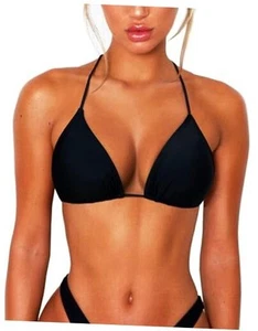 String Bikini Tops for Women Bathing Suit Swim Tops Sexy Medium #02 Black - Picture 1 of 8