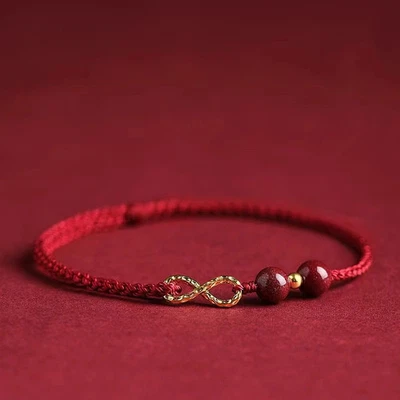 Red Rope Beaded Bracelet Men Braided Adjustable String Layer Modern Jewelry - Image 1 of 4