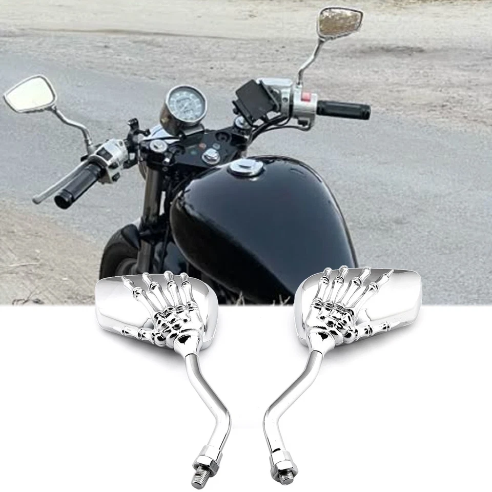 2x Skull Motorcycle Side Mirrors Rearview For Honda CM400T Steed 400 600 Bobber - Изображение 1 из 4