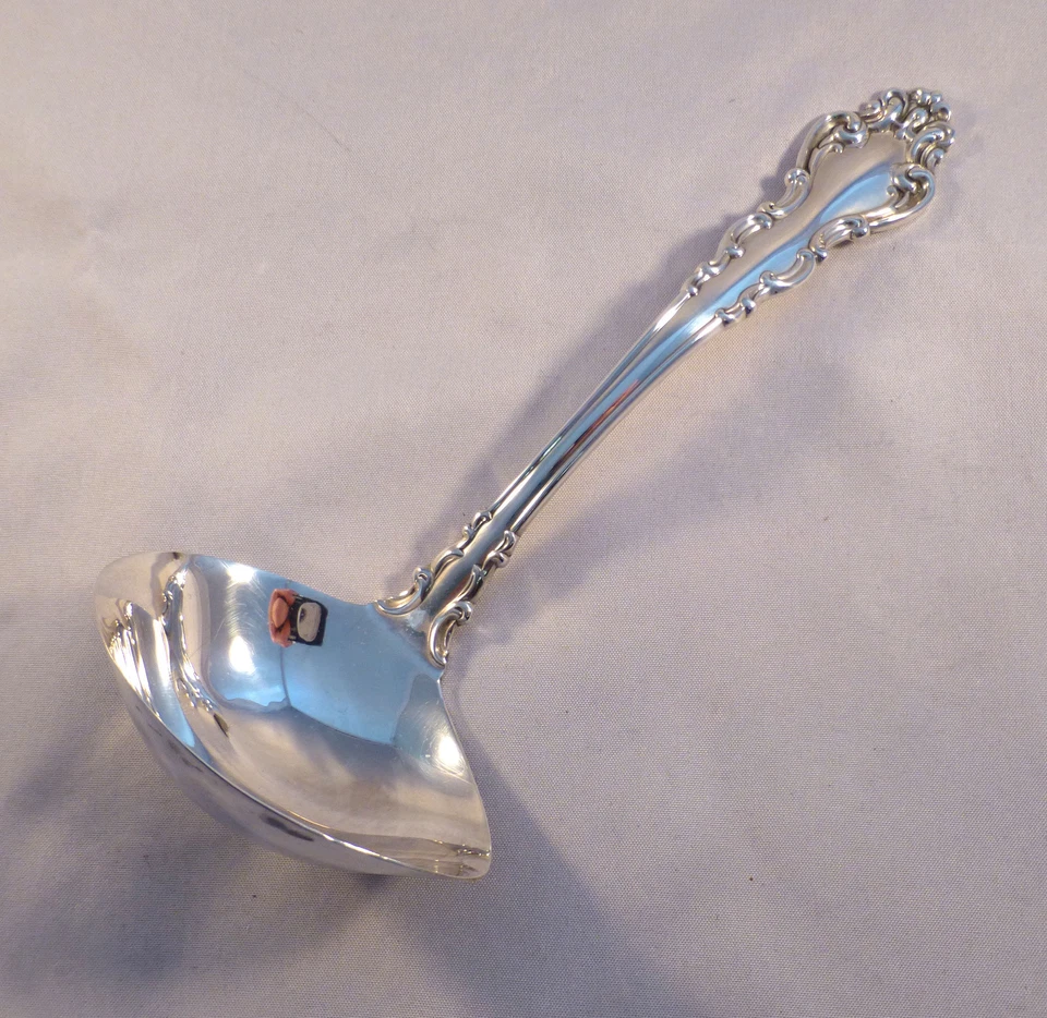 Cucharón de salsa esterlina barroco español-caña y bartón-6 3/4" Foto 1 de 1