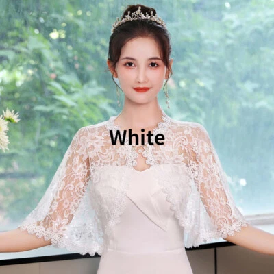 Mujeres Transparente Huecado Encaje Capa Floral Vintage Chal Boda Fiesta Moda Foto 1 de 4