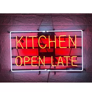 24"x20"Kitchen Open Late Neon Sign Restaurant Wand Dekor Leuchtreklame Kunstwerk - Bild 1 von 1