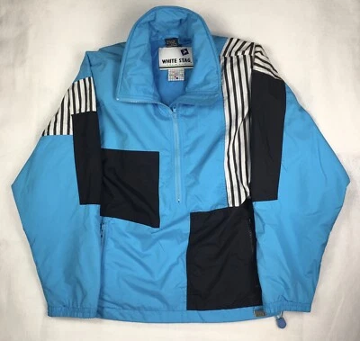 Chaqueta De Colección Blanca Ciervo Esquí Invierno Mod Para Mujer M Bloque de Color Azul Cebra Acolchada Foto 1 de 4