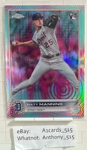 Matt Manning - 2022 Topps Chrome Rookie #57 - Aqua Pink Pulsar Parallel 091/199 - Picture 1 of 3
