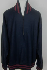 Mens XL Wool Pullover 1/2 Zip Jacket Blue Varsity Bomber Fargo Clothing & Supply - Picture 1 of 5