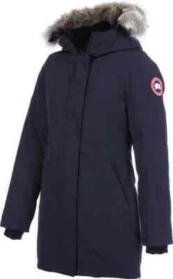 PARKA CANADA GOOSE VICTORIA NUEVA CON ETIQUETAS CON VOLANTES DE COYOTE - AZUL MARINO, PEQUEÑA Foto 1 de 4