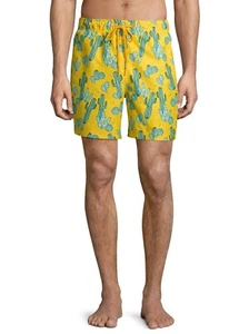 -GEORGE MEN'S SWIM TRUNKS ELASTIC WAIST DRAWSTRING GOLD CACTUS 6" INSEAM 3X - Picture 1 of 5
