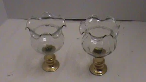 Short Ruffled Edge Glass Votive Cup, Clear, PAIR, NS47B - Picture 1 of 7