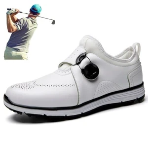 Herren Golfschuhe Wasserdicht Leder Golf Turnschuhe Rutschfest Wandern Freizeitschuhe - Bild 1 von 19