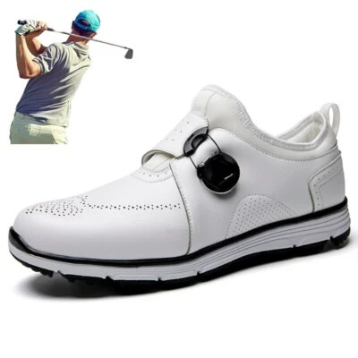 Zapatos de golf para hombre impermeables de cuero Tenis de golf antideslizantes para caminar Zapatos informales  Foto 1 de 4
