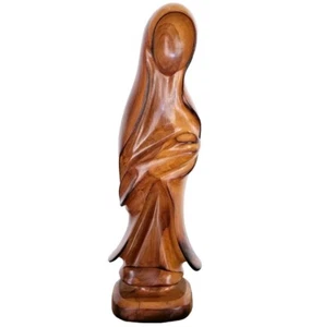 RARE Vtg DAN KARNER 1940s 11.25" Madonna & Child Wood Carving Religous - Picture 1 of 11