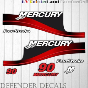 Mercury 90 PS Viertakt Außenbord Motor Aufkleber Aufkleber ROT Set Reproduktion - Bild 1 von 1