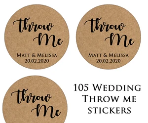 35MM KRAFT BROWN PERSONALISED WEDDING THROW ME CONFETTI LABELS STICKERS - Picture 1 of 1