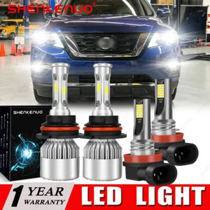 4x For Nissan Pathfinder 2005-2012 9007 & H11 6000K LED Headlight Fog Light Bulb - Picture 1 of 15