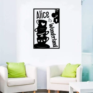 Teacups Tea Alice in Wonderland Vinyl Wall Art Sticker for Home Kids Room Decals - Picture 1 of 5