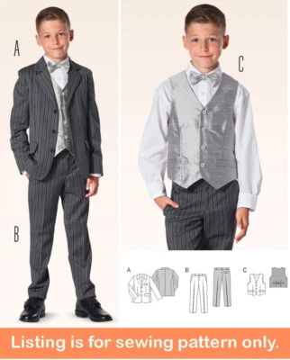 SEWING PATTERN Sew Boy Formal Suit Jacket Blazer Pants Best Tween Teen Easy 9433 - Image 1 of 3