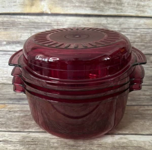 Tupperware Mikrowelle 4 Stück Stapelkocher Dampfgarer Sieb Preiselbeere USA - Bild 1 von 4