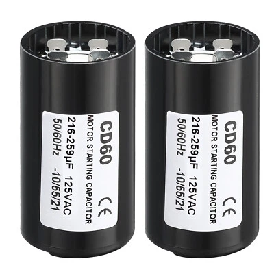 UXCELL Moteur Démarrage 2 Paquet 216-259uF/Mfd 125V 50/60Hz CD60 Condensateur Moteur