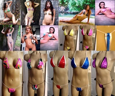 Lote de 10 bikini bronceado pequeño adolescente para mujer, conjunto de micro bikini, conjunto de tiras Foto 1 de 4