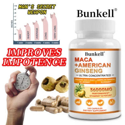 BUNKELL Maca + Ginseng Americano Massima Efficacia 36.000mg Resistenza